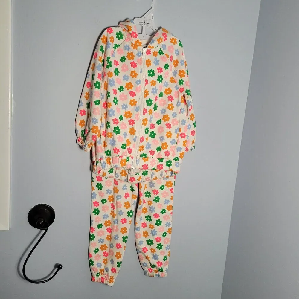 Old Navy Colorful Flower Zipper Hoodie And Pants Set Toddler 4T